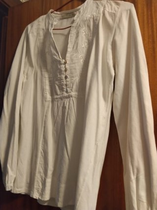 Blusa Algodón Bordada Manga Larga