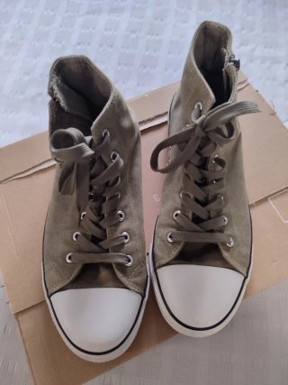 Zapatillas altas lona verde oliva talla 45