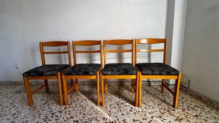 Pack 4 sillas comedor madera y tela
