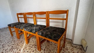 Pack 4 sillas comedor madera y tela