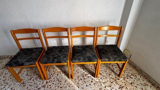 Pack 4 sillas comedor madera y tela