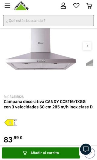 Campana extractora Candy 60cm