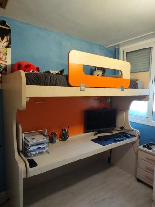 Cama litera abatible con escritorio
