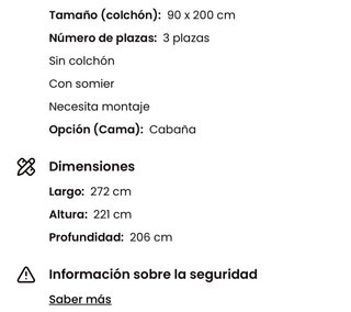 Litera triple, 3 camas independientes.