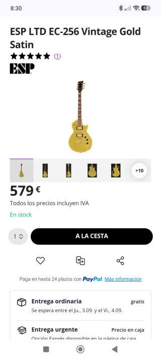 ESP LTD EC-256 Vintage Gold Satin Guitarra