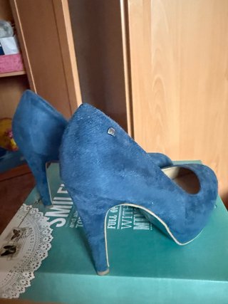 Zapatos Mustang Tacon Azul