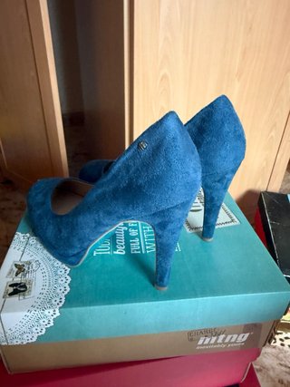 Zapatos Mustang Tacon Azul