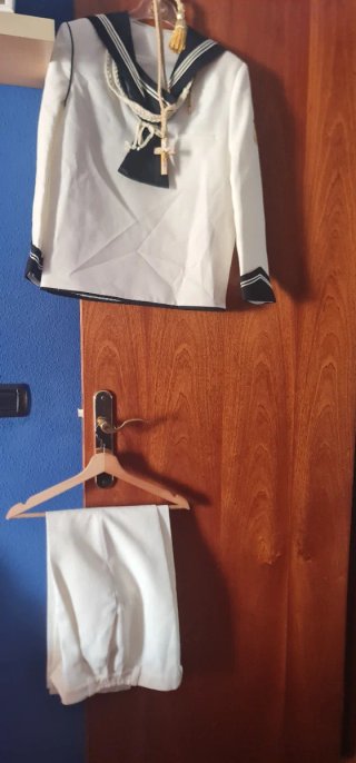 Traje de Comunión Blanco y Azul talla 12