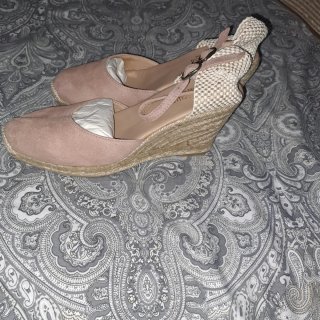 Sandalias Conchisa Esparto Rosa y Beige