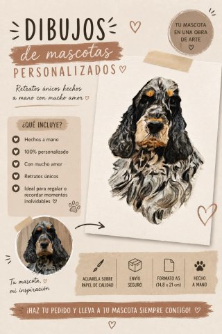 Dibujo personalizado de mascota a mano