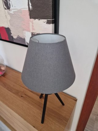 Tulipa cónica gris de tela para lámpara