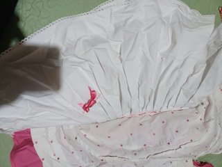 Vestido de flamenca blanco y rosa