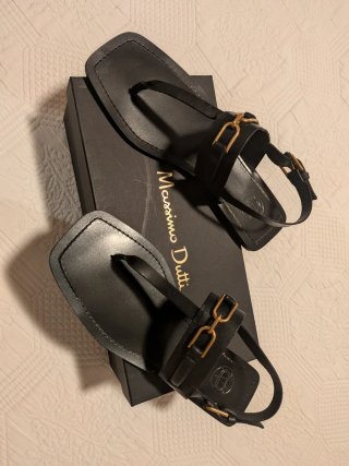 Sandalias Massimo Dutti Piel Negro Dorado