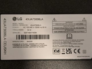 TV LG 43UA73006LA con defecto pantalla