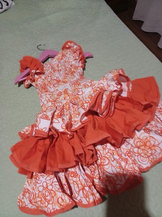 Vestido de Flamenca naranja y blanco