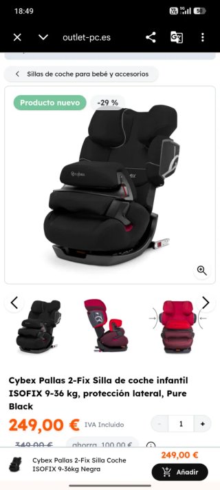 Silla Coche Cybex Pallas 2-Fix Grupo 1/2/3