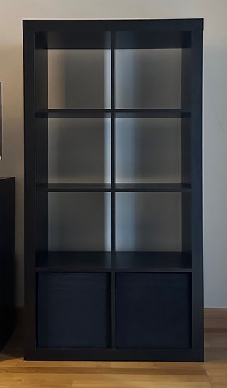 Mueble Estantería Negro con Cajones