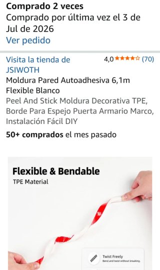 Moldura Autoadhesiva Blanca 6,1m