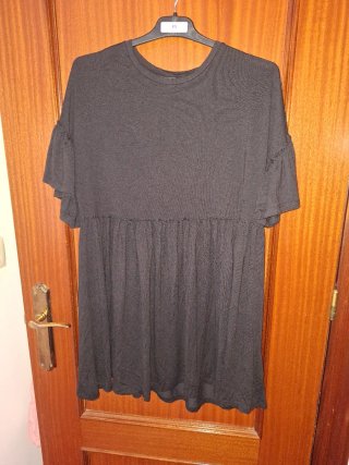 Vestido negro holgado manga corta talla XS