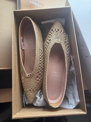 Zapatos Pitillos Beige y Dorado