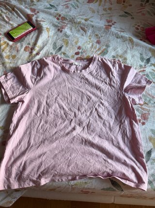 Camiseta rosa manga corta Zara