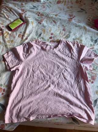 Camiseta rosa manga corta Zara