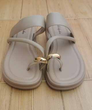 Sandalias Melody Shoes Beige y Doradas Mujer