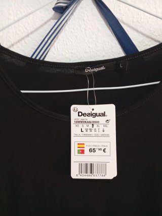 Vestido Desigual Negro con Flores Talla L