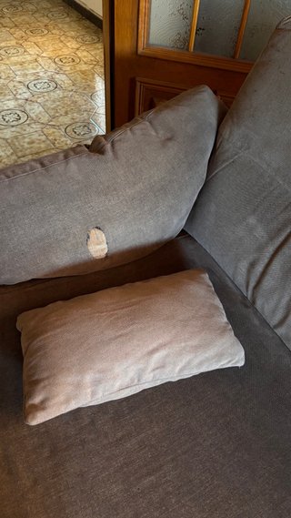 Sofá chaise longue gris tela