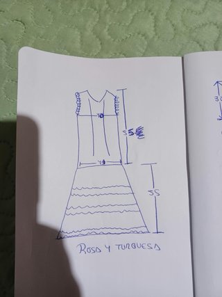 Vestido Flamenca Rosa Flores Azules