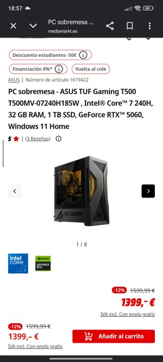 PC Sobremesa ASUS T500MV