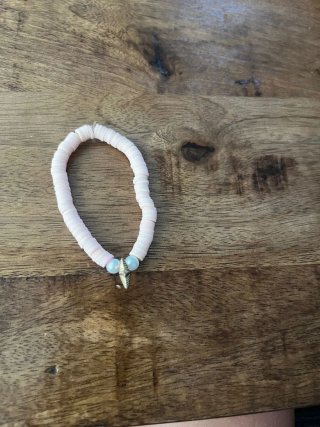 Pulsera de cuentas rosa y oro