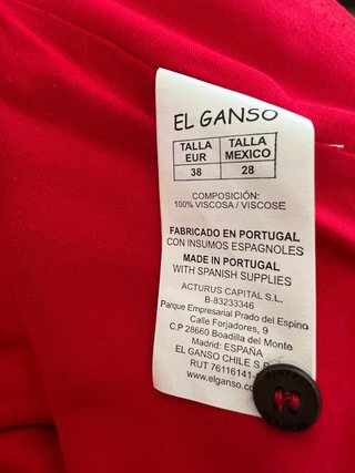 Vestido El Ganso rojo talla 38