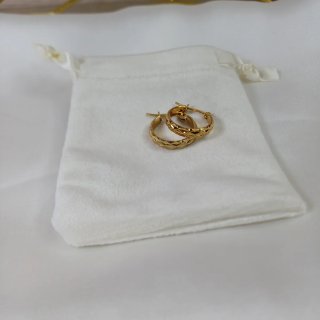 Pendientes Aro Pequeño Labrado Vintage Chapado Oro