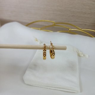 Pendientes Aro Pequeño Labrado Vintage Chapado Oro