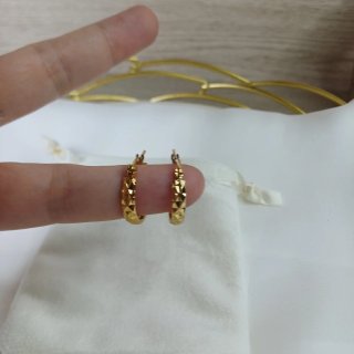 Pendientes Aro Pequeño Labrado Vintage Chapado Oro