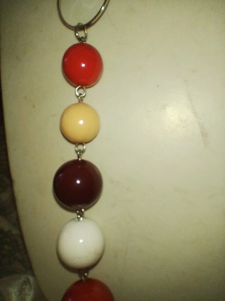 Collana vintage perle rosse e marroni