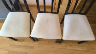 Mesa comedor y 6 sillas, madera oscura