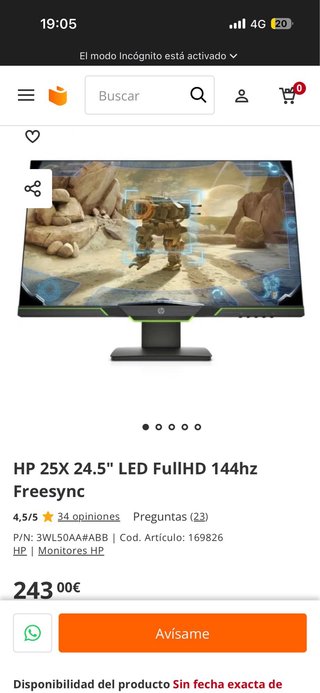 Monitor Gaming HP