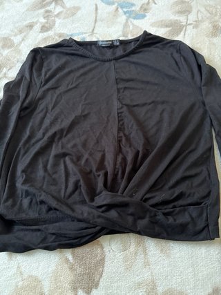 Top Stradivarius manga larga negro