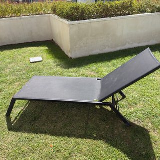 Tumbona reclinable jardín/piscina negra