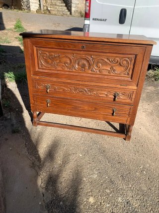 Cómoda Vintage Roble Macizo Tallado