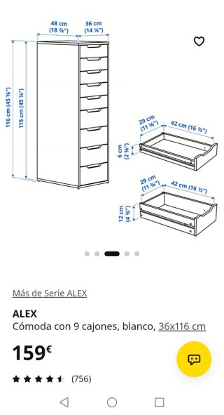 Cajonera Alex Ikea Blanca