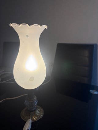 Lámpara de mesa vintage cristal y metal