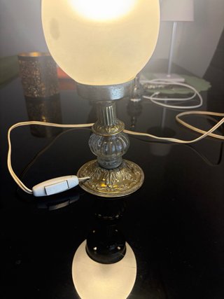 Lámpara de mesa vintage cristal y metal