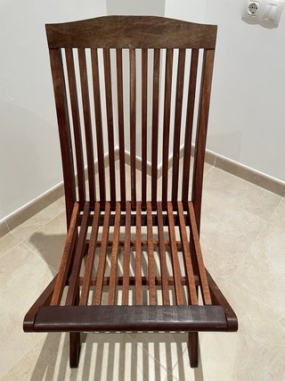 4 Sedie in Teak con Cuscino Beige