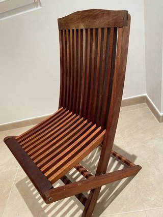 4 Sedie in Teak con Cuscino Beige