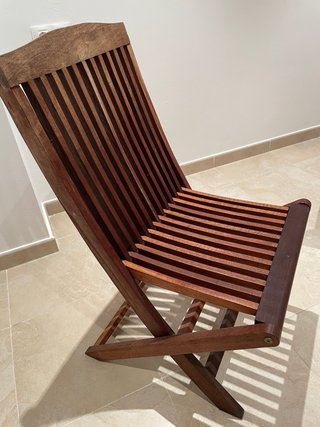 4 Sedie in Teak con Cuscino Beige