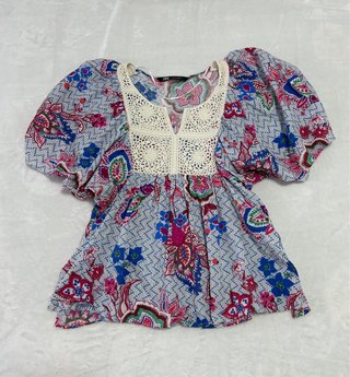 Blusa Zara Boho Crochet Talla S Estampado Floral