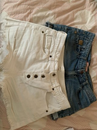 Shorts vaqueros usados blancos y/o azules
